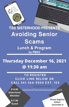 Banner Image for Sisterhood Lunch and Program- Avoiding Senior Scams